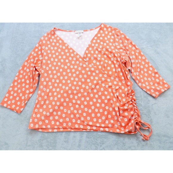 Be Divine Top 2X Faux Wrap Ribbed Flower Cottage Office Knit (BUNDLE PRICE $5) - Picture 1 of 4